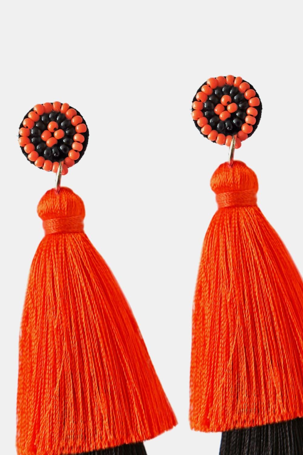 Baeds Detail Triple Layered Tassel Earring - Earring