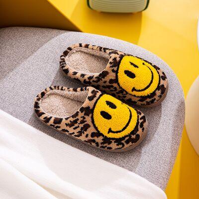 Melody Smiley Face Leopard Slippers - Slippers