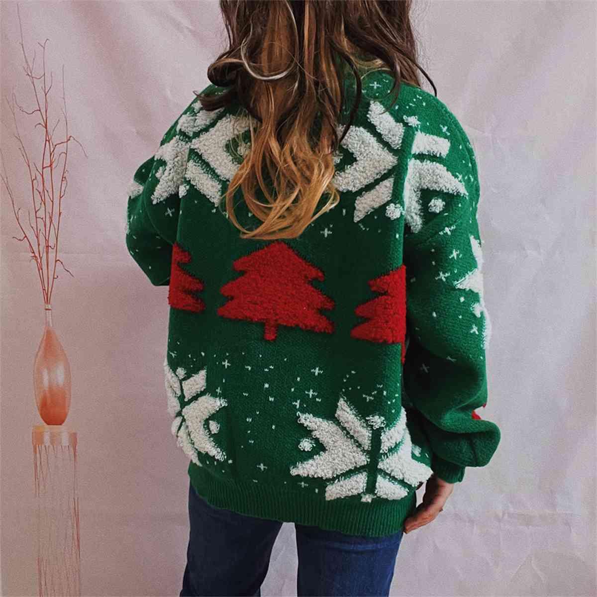 Christmas Tree Snowflake Sweater - Sweater