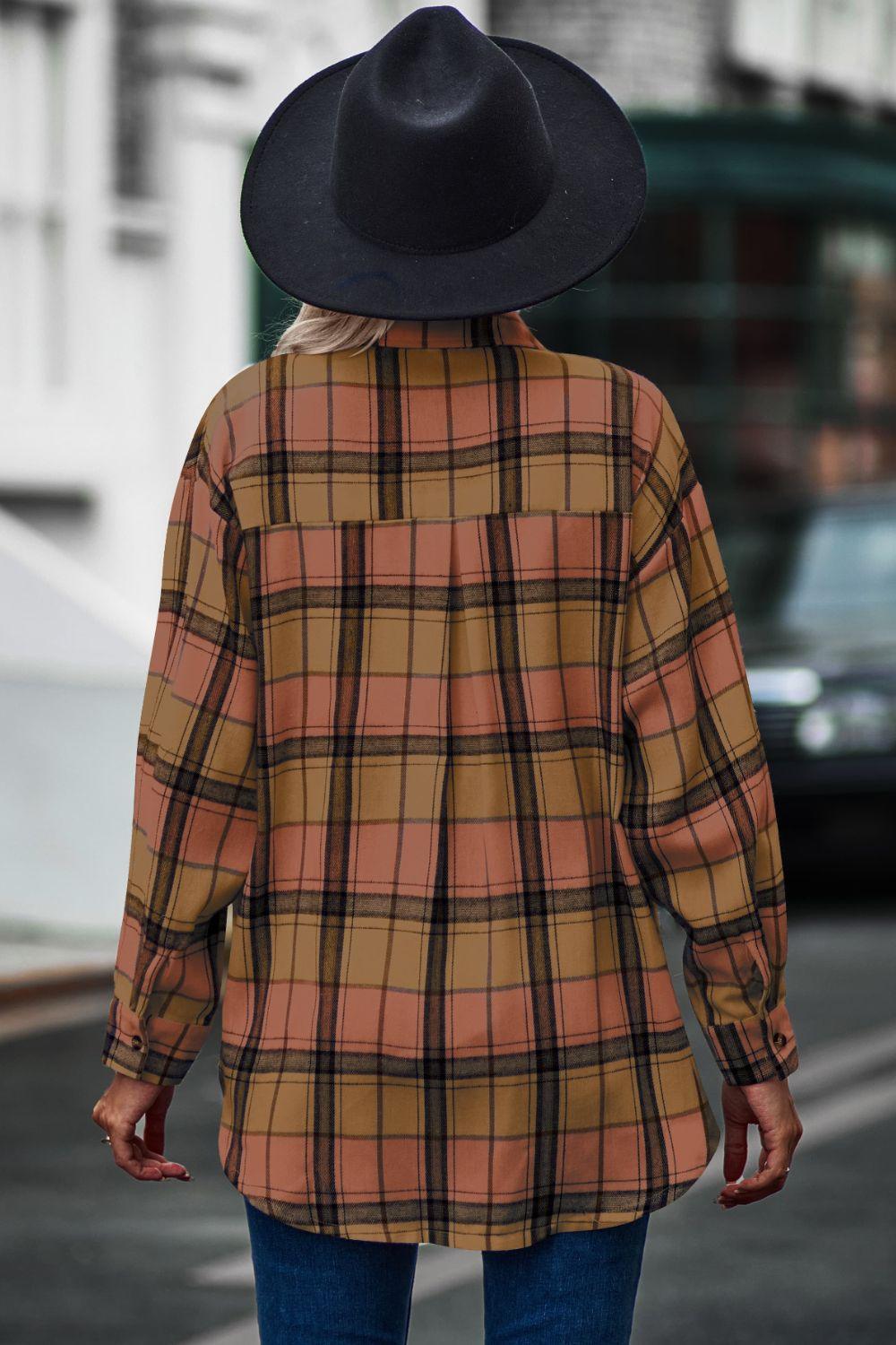 Plaid Collared Long Sleeve Shirt - Shirt