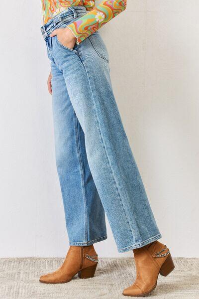 Kancan Pleated High Waist Wide Leg Jeans - Jeans