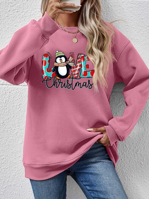 LOVE CHRISTMAS Drop Shoulder Sweatshirt - Sweatshirt