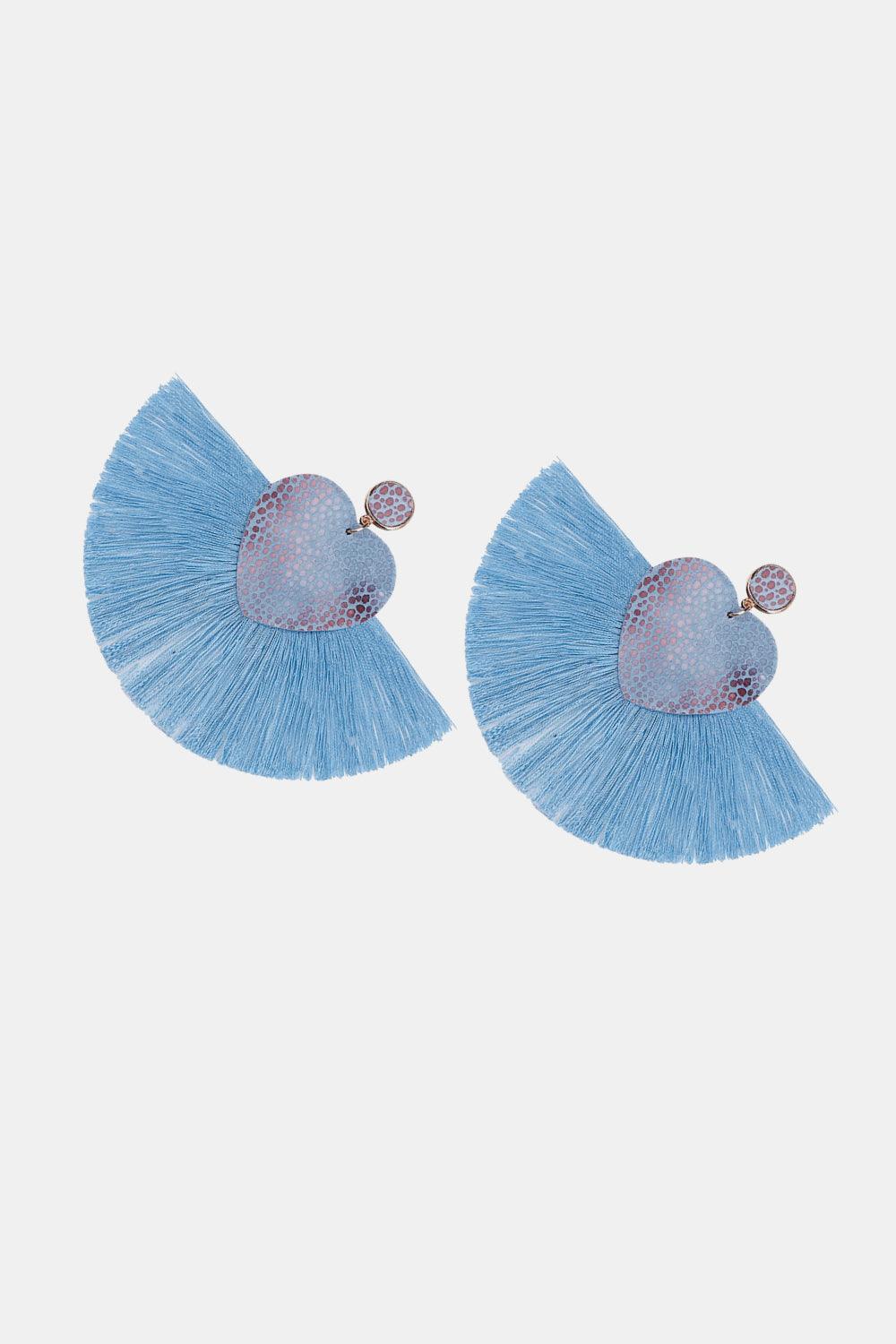 Heart Shape Fringed Dangle Earrings - Earring