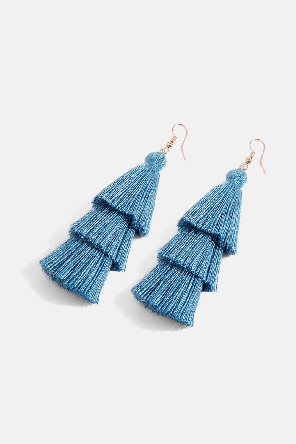 Triple-Layer Tassel Dangle Earrings - Earring