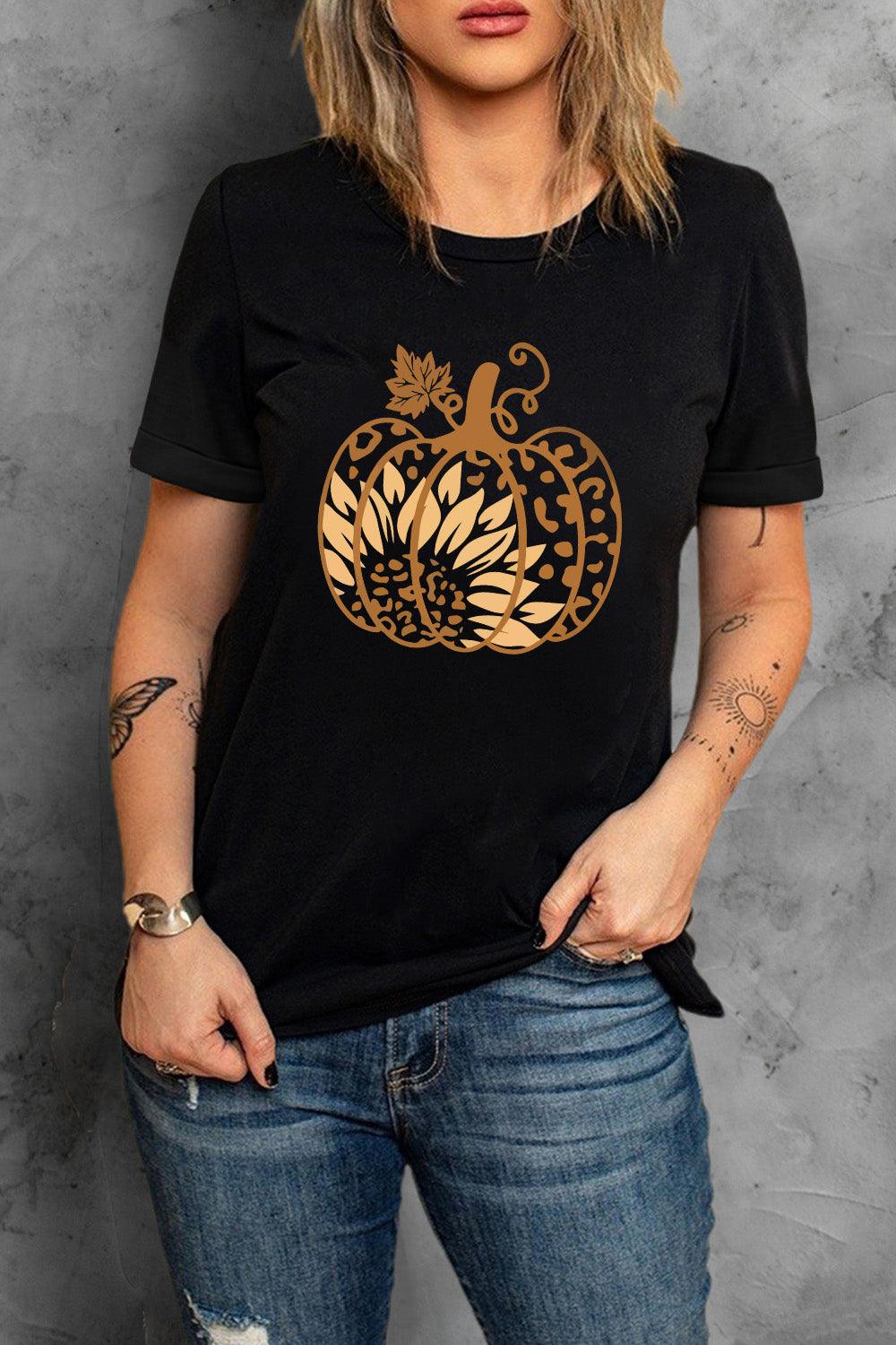 Short Sleeve Pumpkin Graphic T-Shirt - T-Shirt