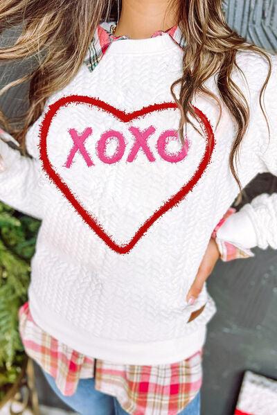 XOXO Heart Dropped Shoulder Sweatshirt - Sweatshirt