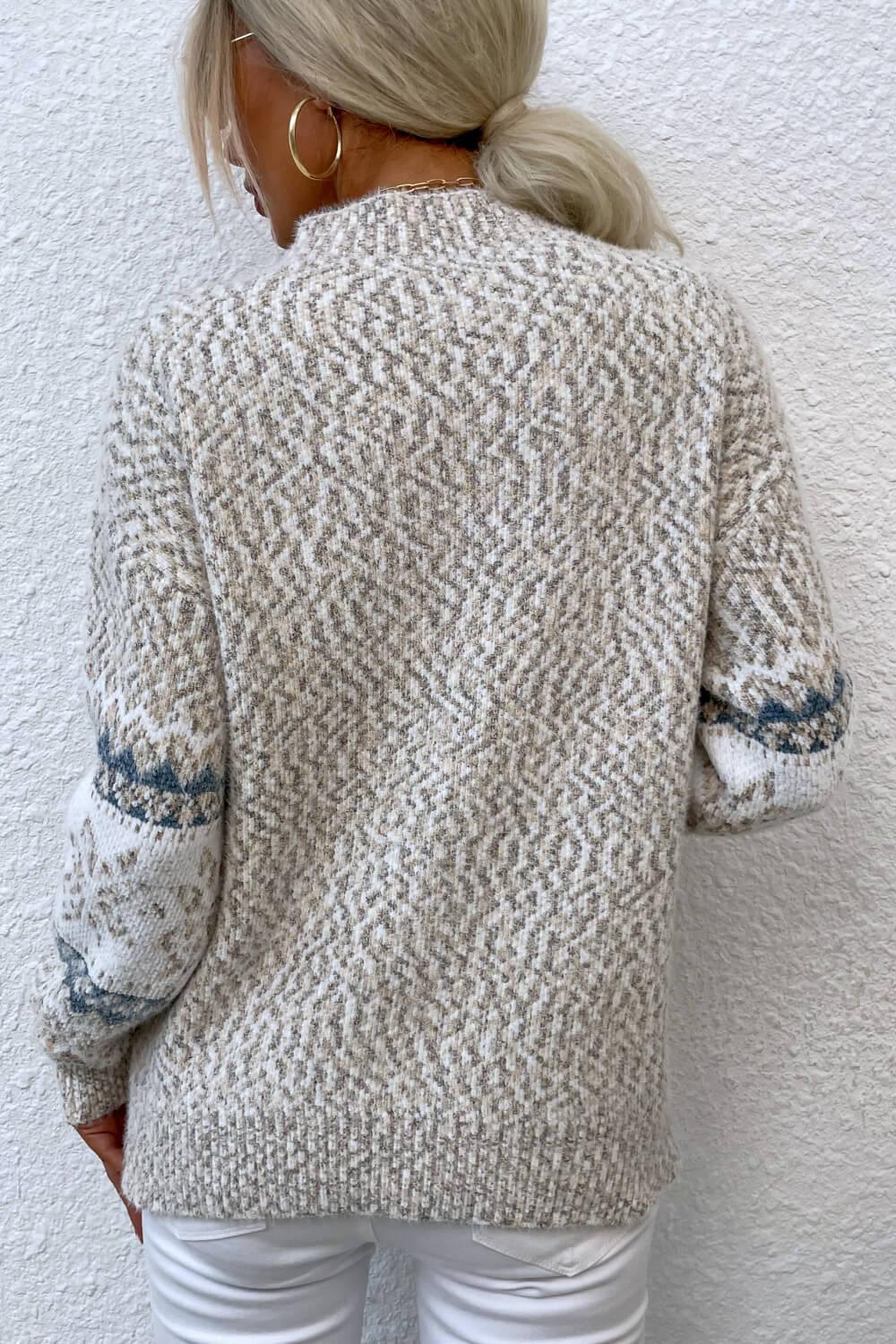 Christmas Snowflake Mock Neck Sweater - Sweater