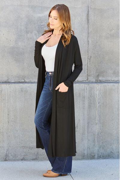 Basic Bae Full Size Open Front Long Sleeve Cover Up - Cardigan