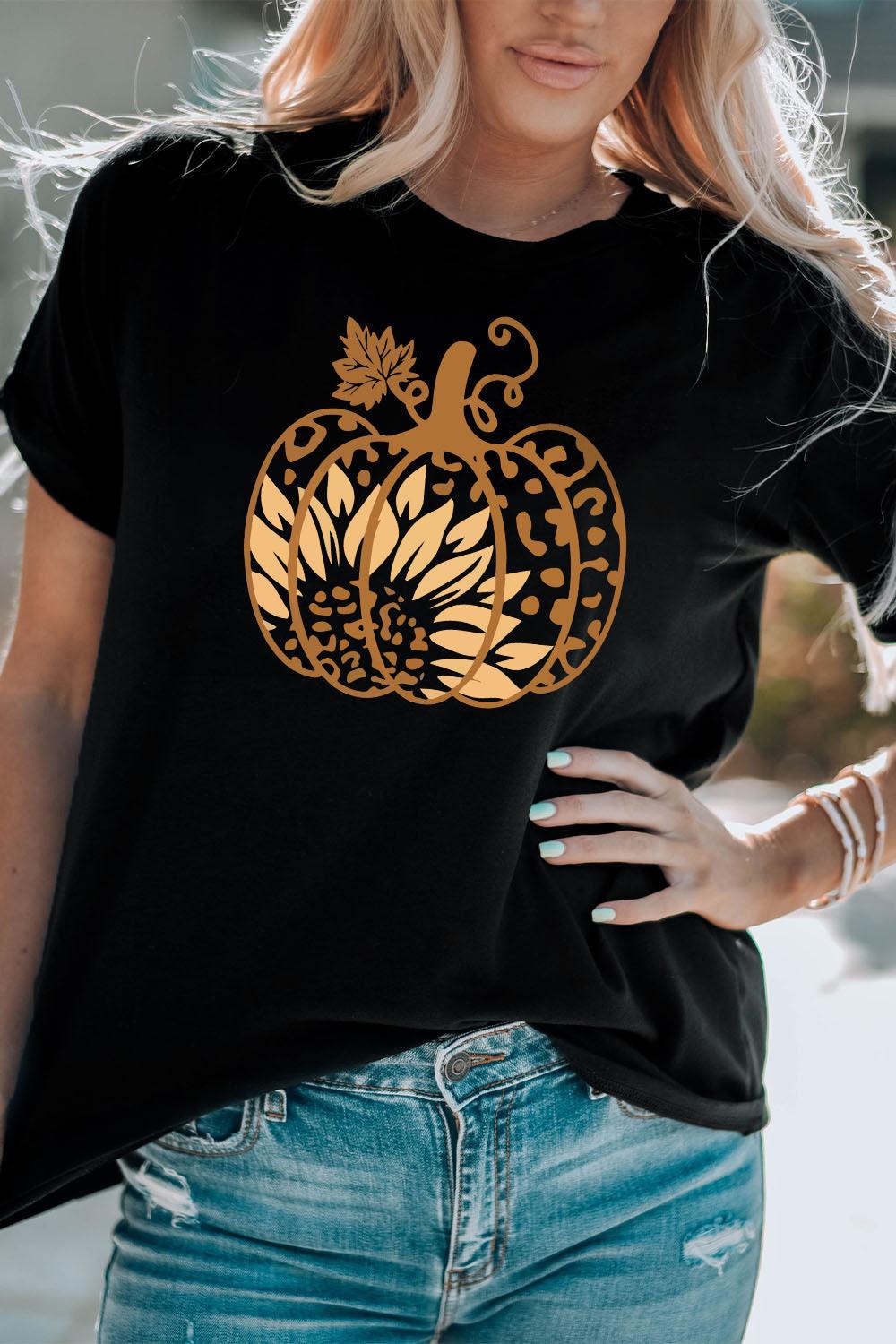 Short Sleeve Pumpkin Graphic T-Shirt - T-Shirt