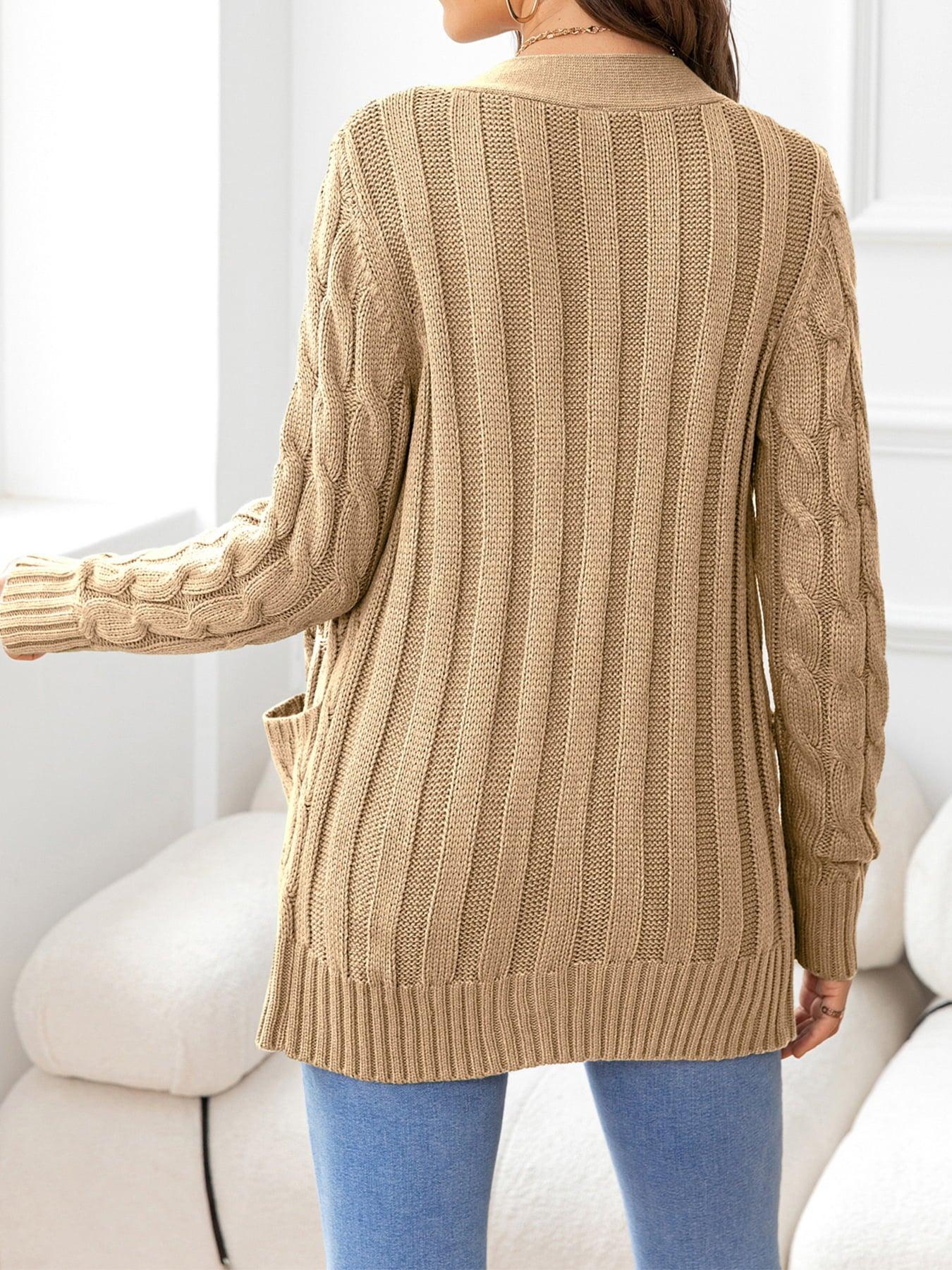 Button Down Cable-Knit Cardigan - Cardigan