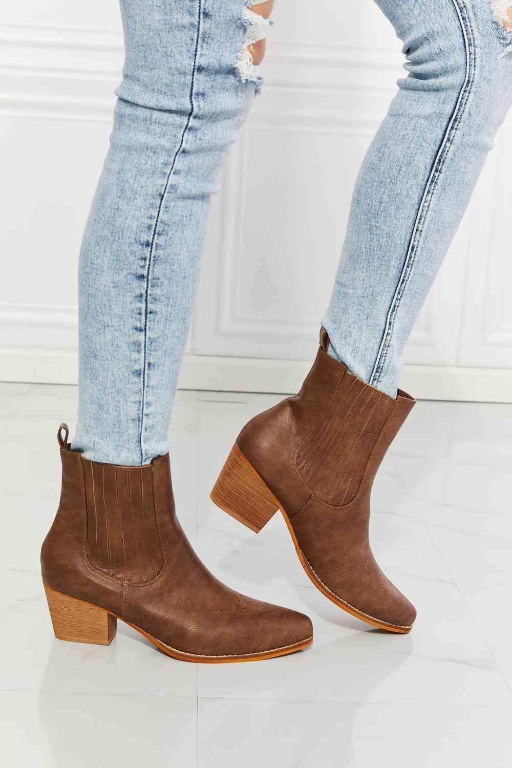 MMShoes Love the Journey Stacked Heel Chelsea Boot in Chestnut - Boots