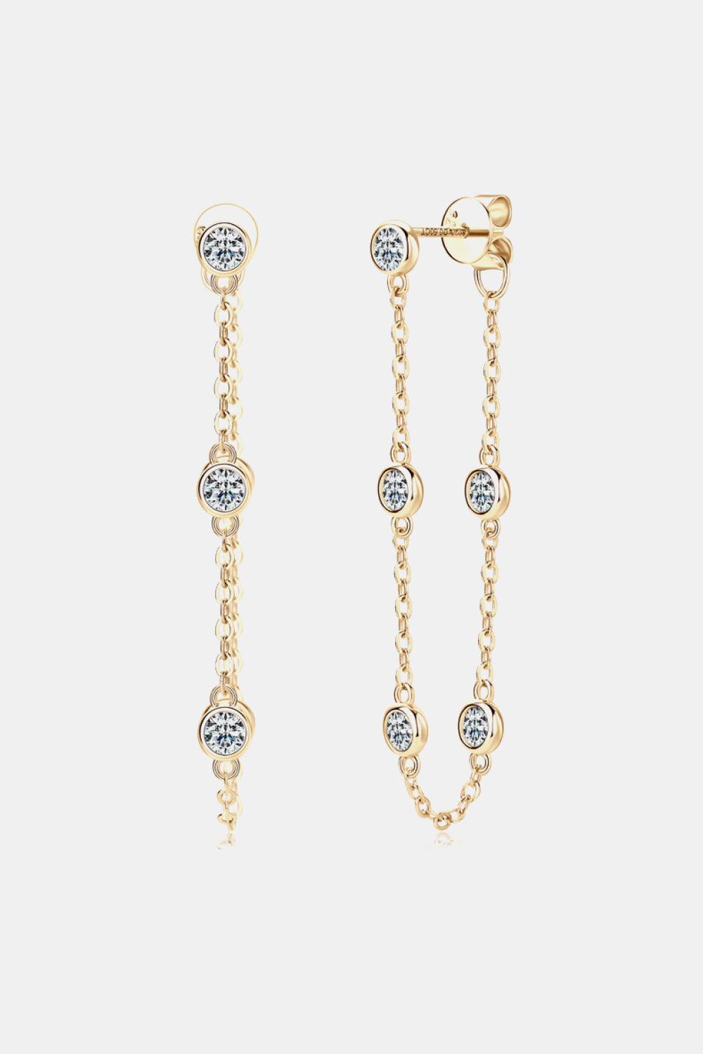 1 Carat Moissanite 925 Sterling Silver Chain Earrings - Earring