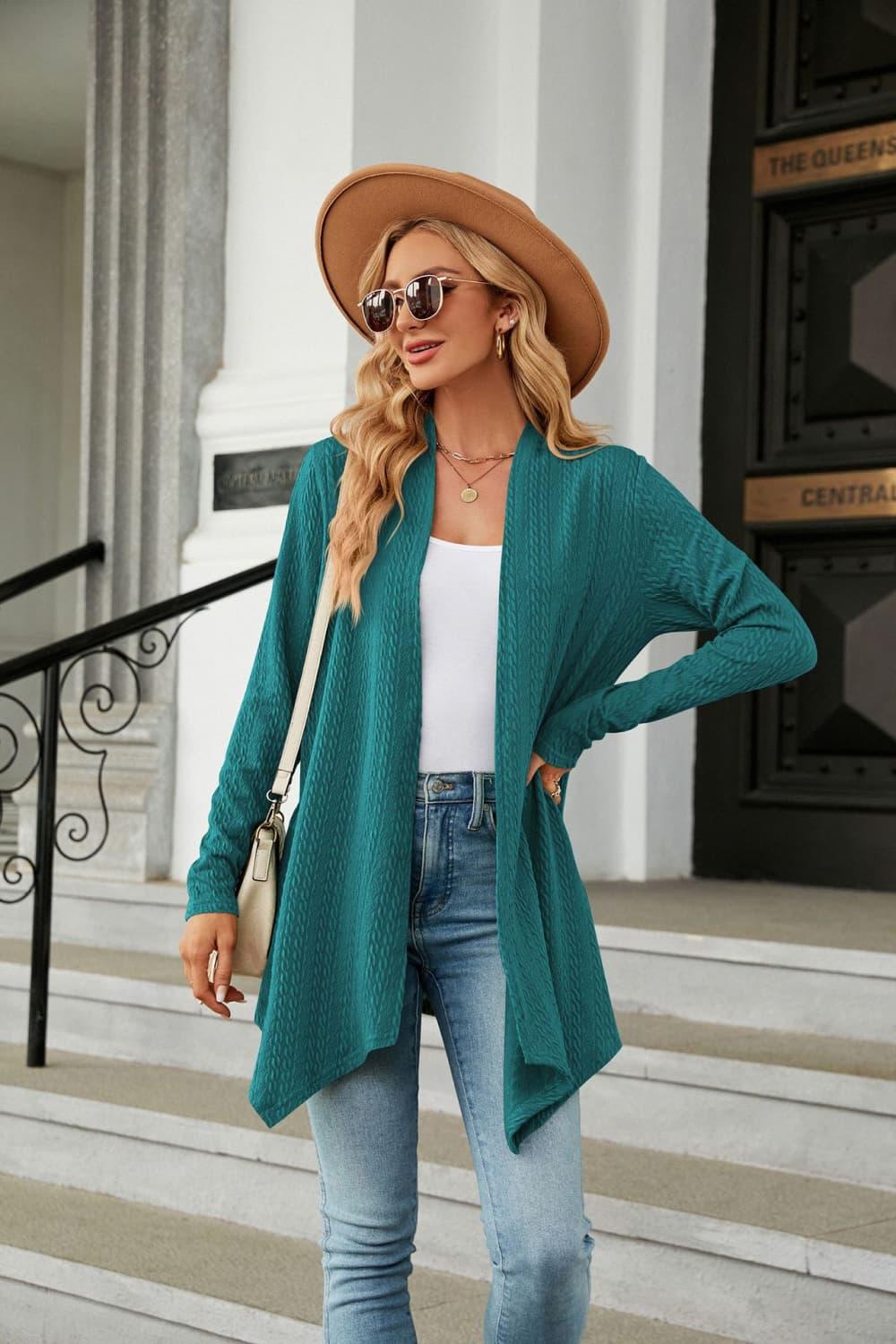 Open front Long Sleeve Cardigan - Cardigan