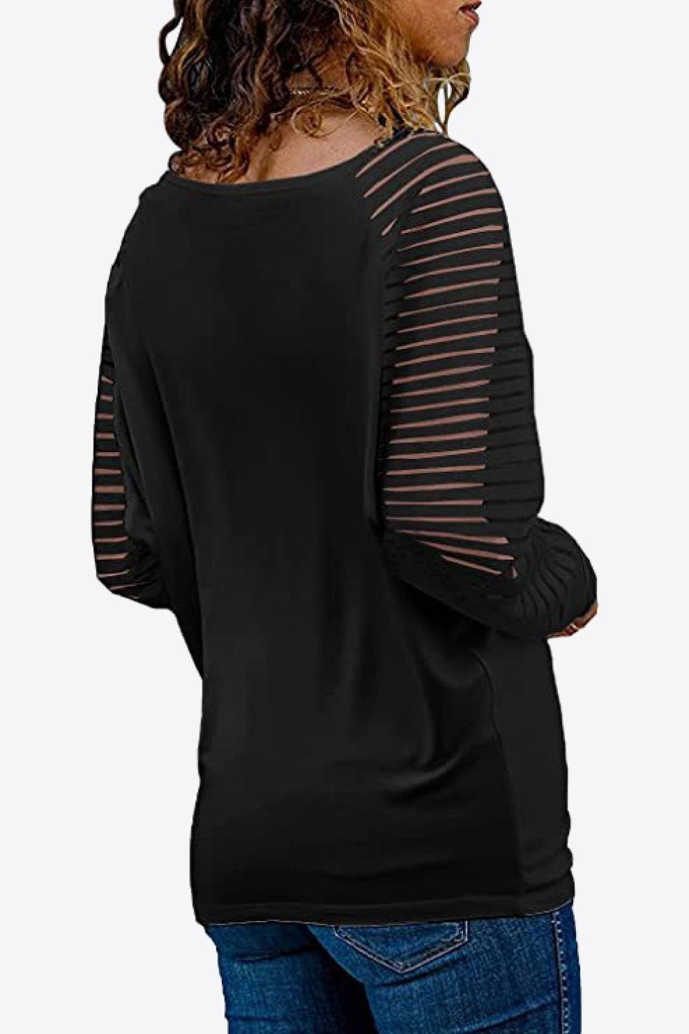 V-Neck Long Raglan Sleeve Top - Top