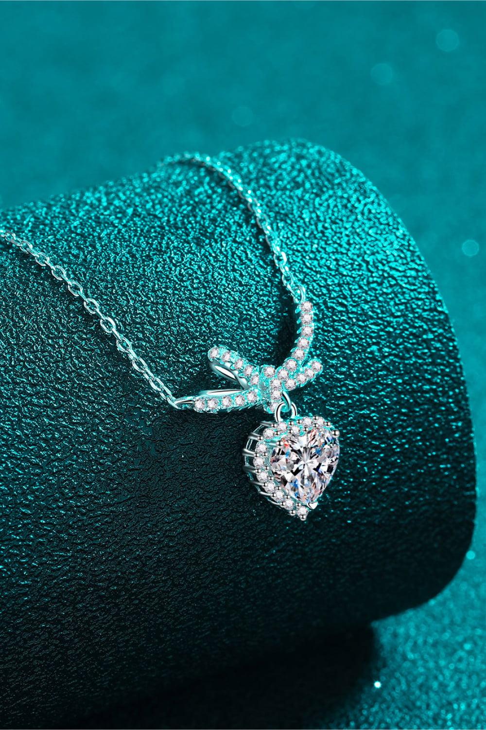 1 Carat Moissanite Heart Pendant Necklace - Necklace