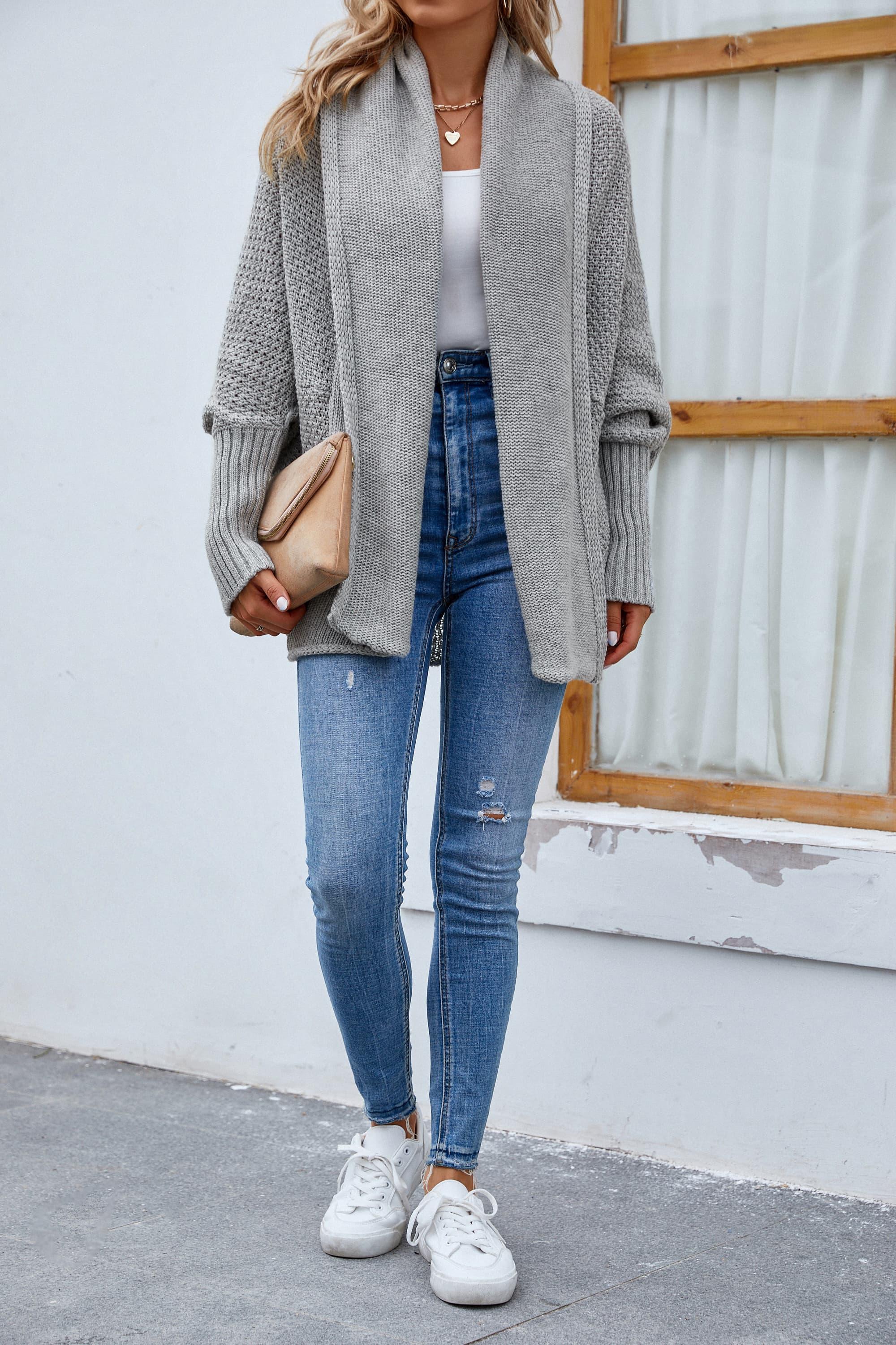 Cozy Open Front Long Sleeve Cardigan - Cardigan