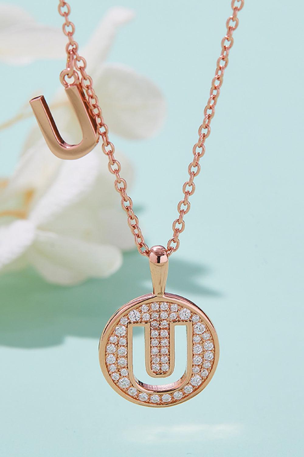 Moissanite U to Z Pendant Necklace - Necklace