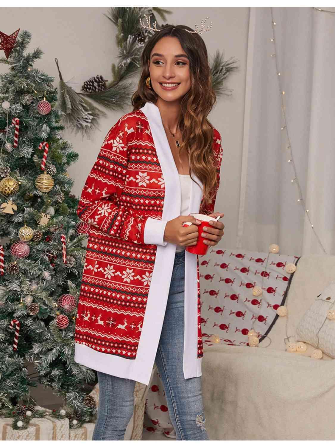 Christmas Fair Isle Open Front Cardigan - Cardigan