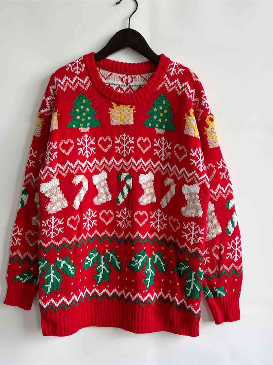 Christmas Drop Shoulder Fair Isle Sweater - Sweater