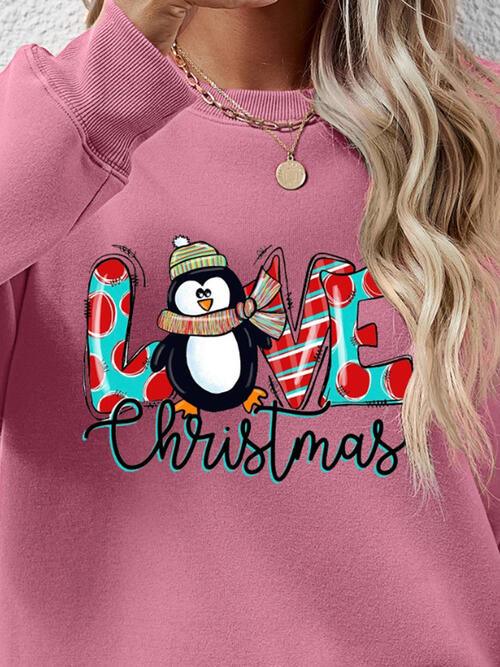 LOVE CHRISTMAS Drop Shoulder Sweatshirt - Sweatshirt