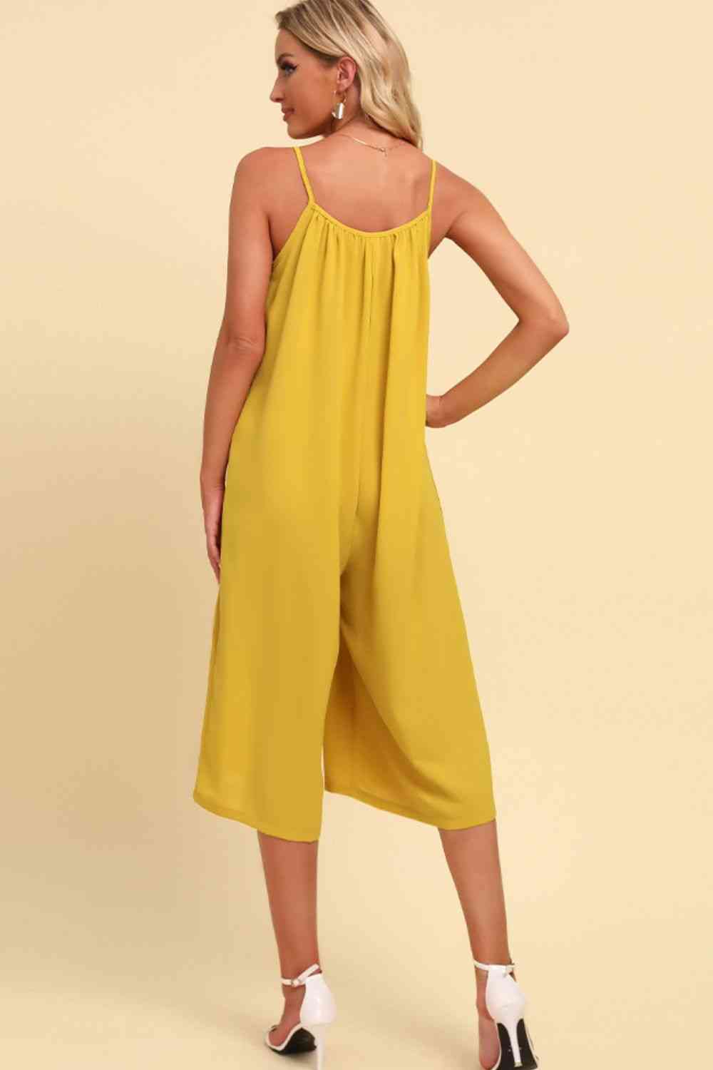 Spaghetti Strap Scoop Neck Capri Jumpsuit