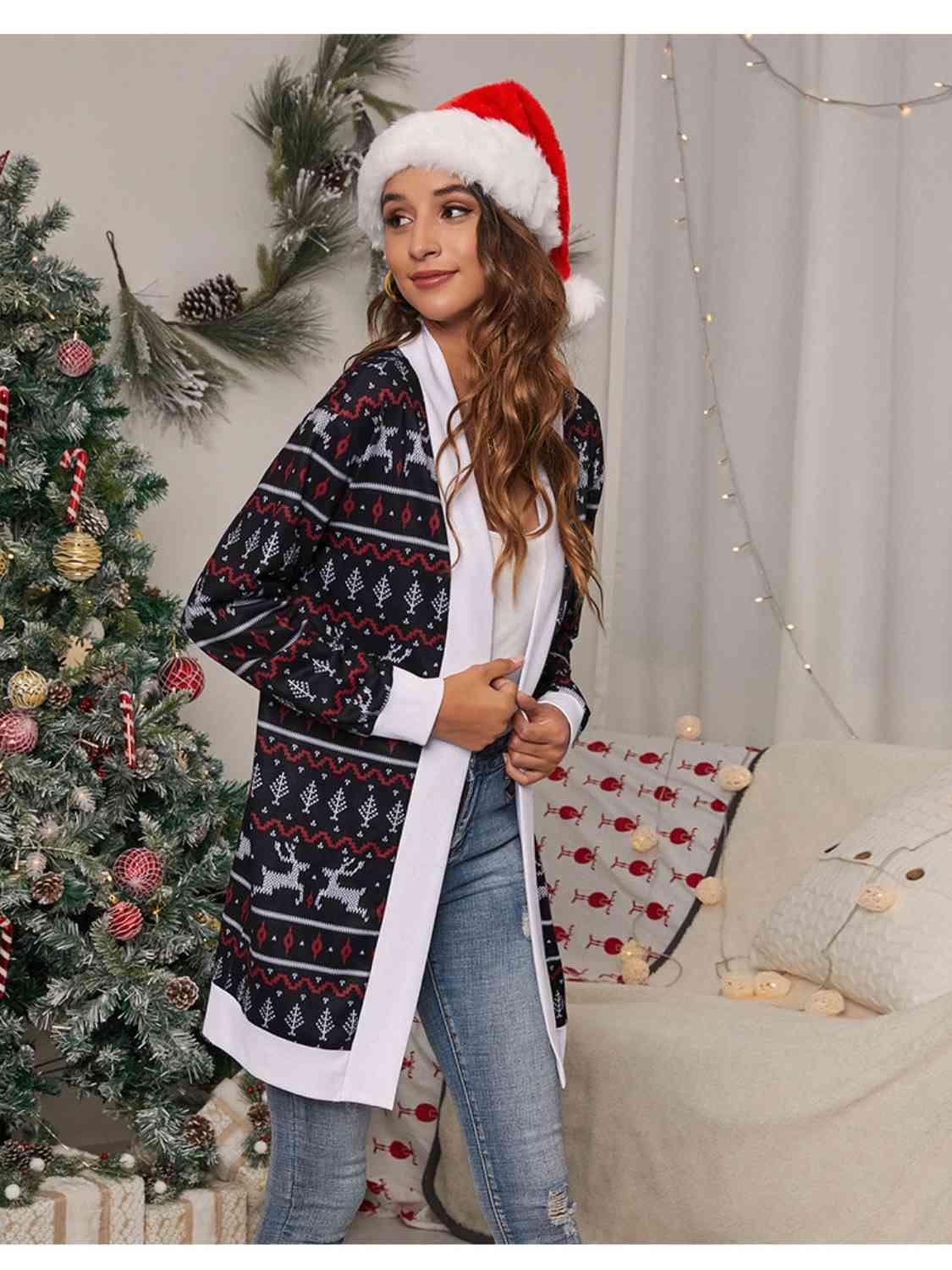 Christmas Fair Isle Open Front Cardigan - Cardigan