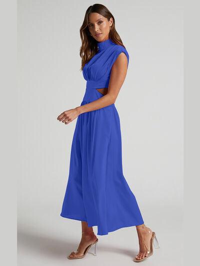 Cutout Mock Neck Sleeveless Maxi Dress - Dresses