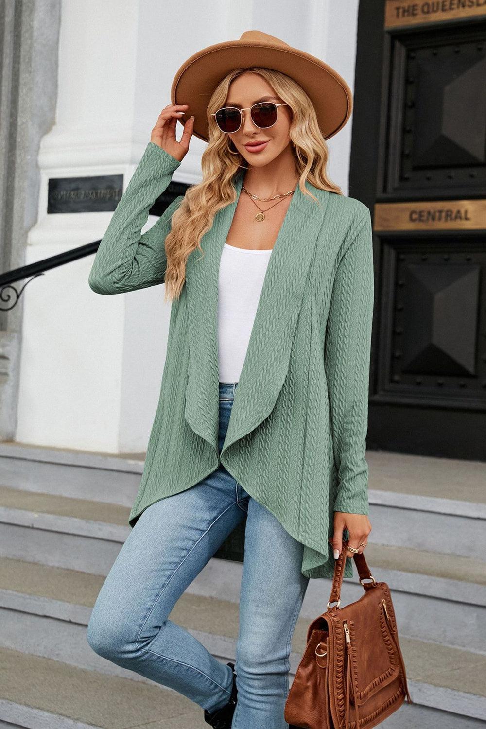 Open Front Long Sleeve Cardigan - Cardigan