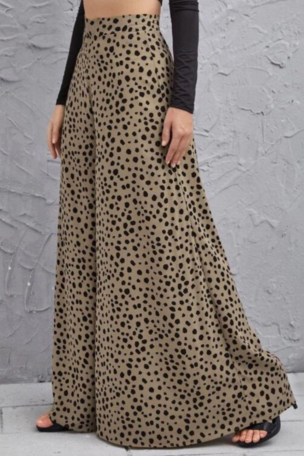 Animal Print Wide Leg High-Rise Culottes - Pant