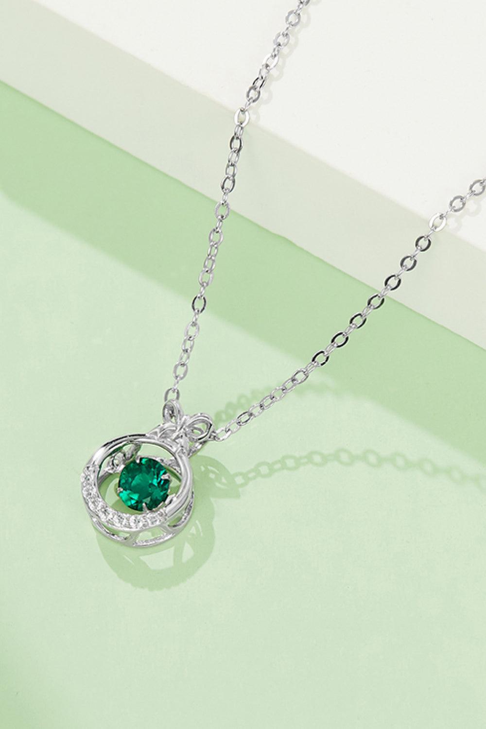 Lab-Grown Emerald Pendant Necklace - Necklace