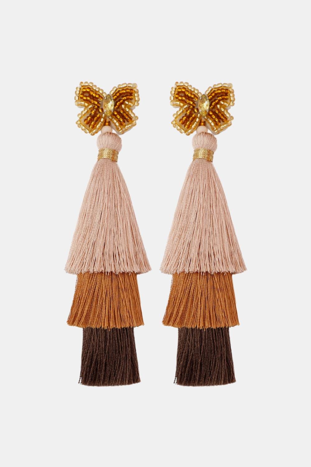 Triple-Layer Tassel Dangle Earrings - Earring