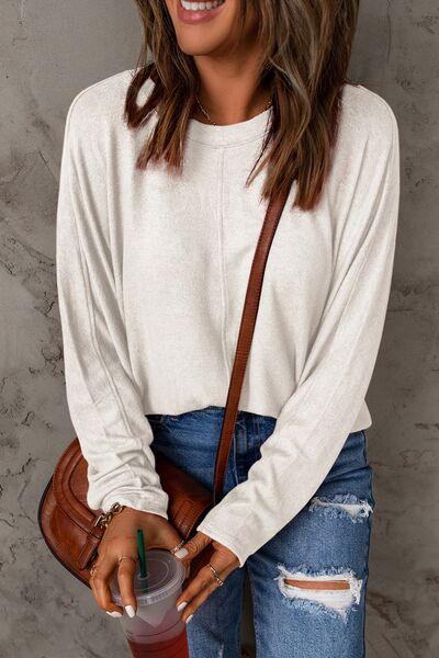 Double Take Round Neck Long Sleeve Top - Top