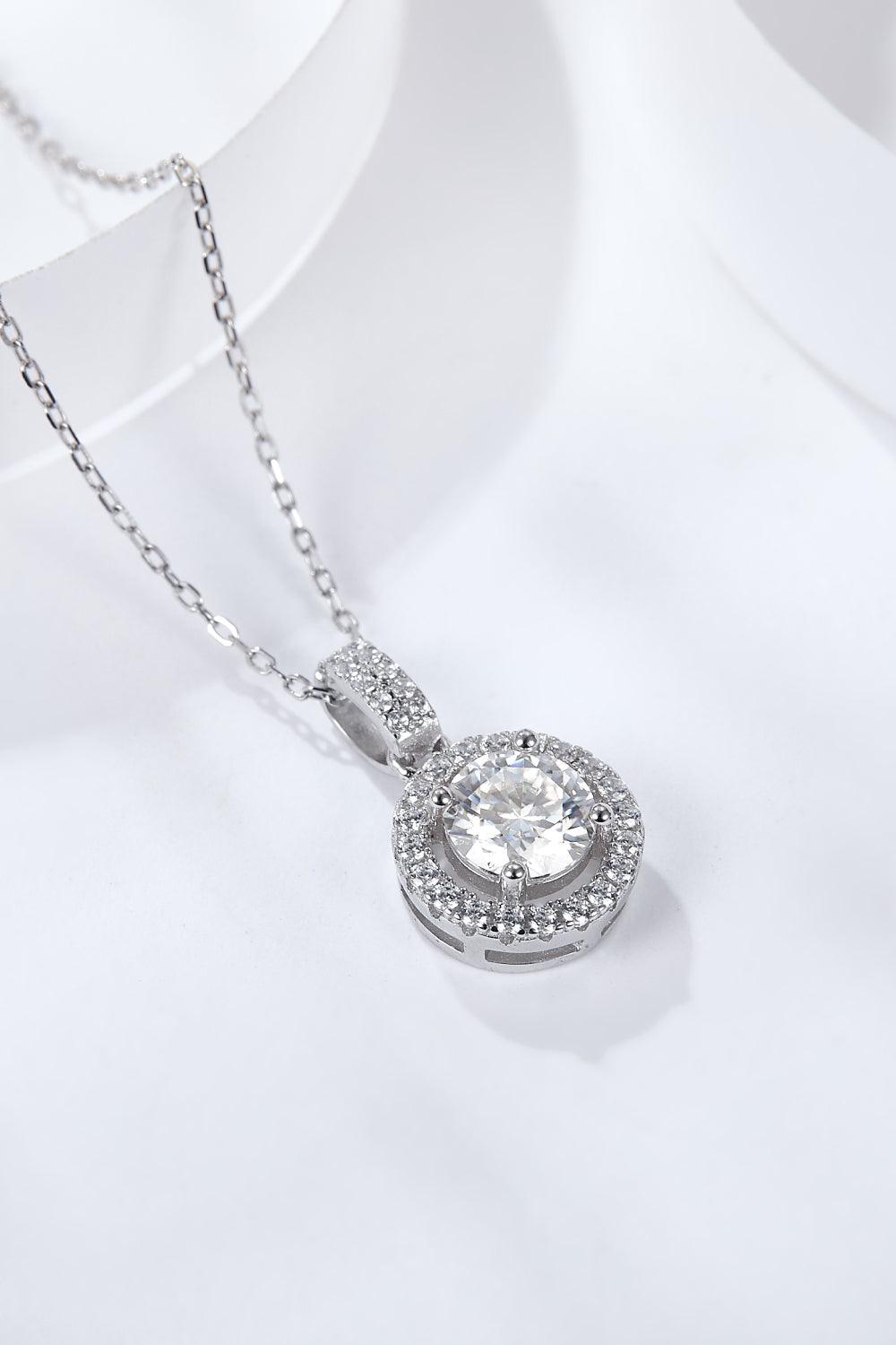 2 Carat Moissanite Round Pendant Necklace - Necklace