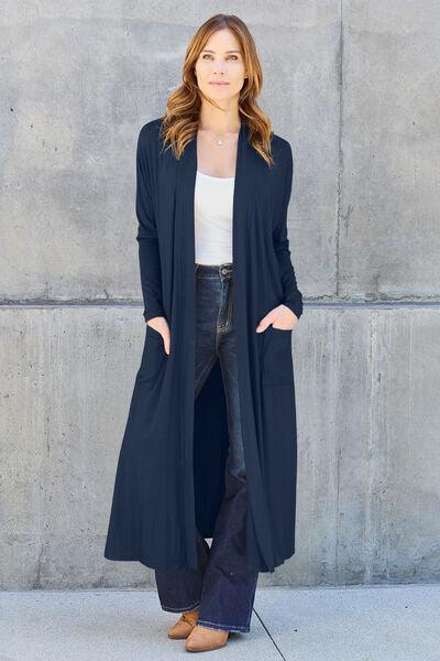 Basic Bae Full Size Open Front Long Sleeve Cover Up - Cardigan