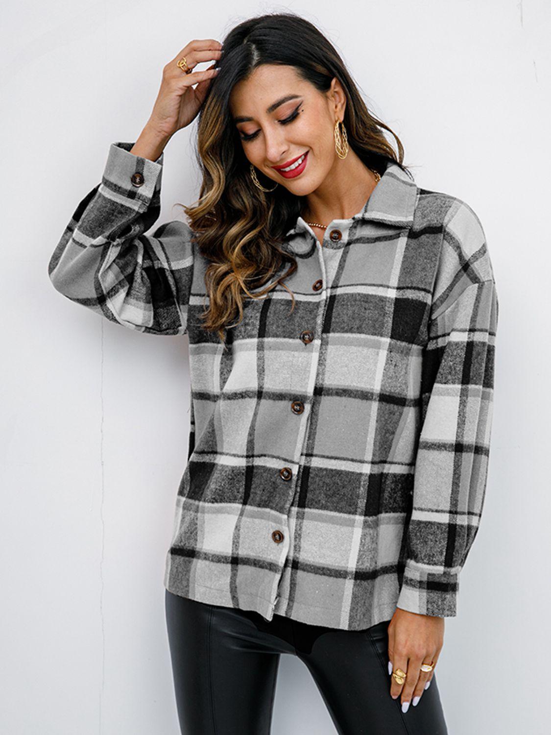 Plaid Button-Down Shirt Jacket - Shirt