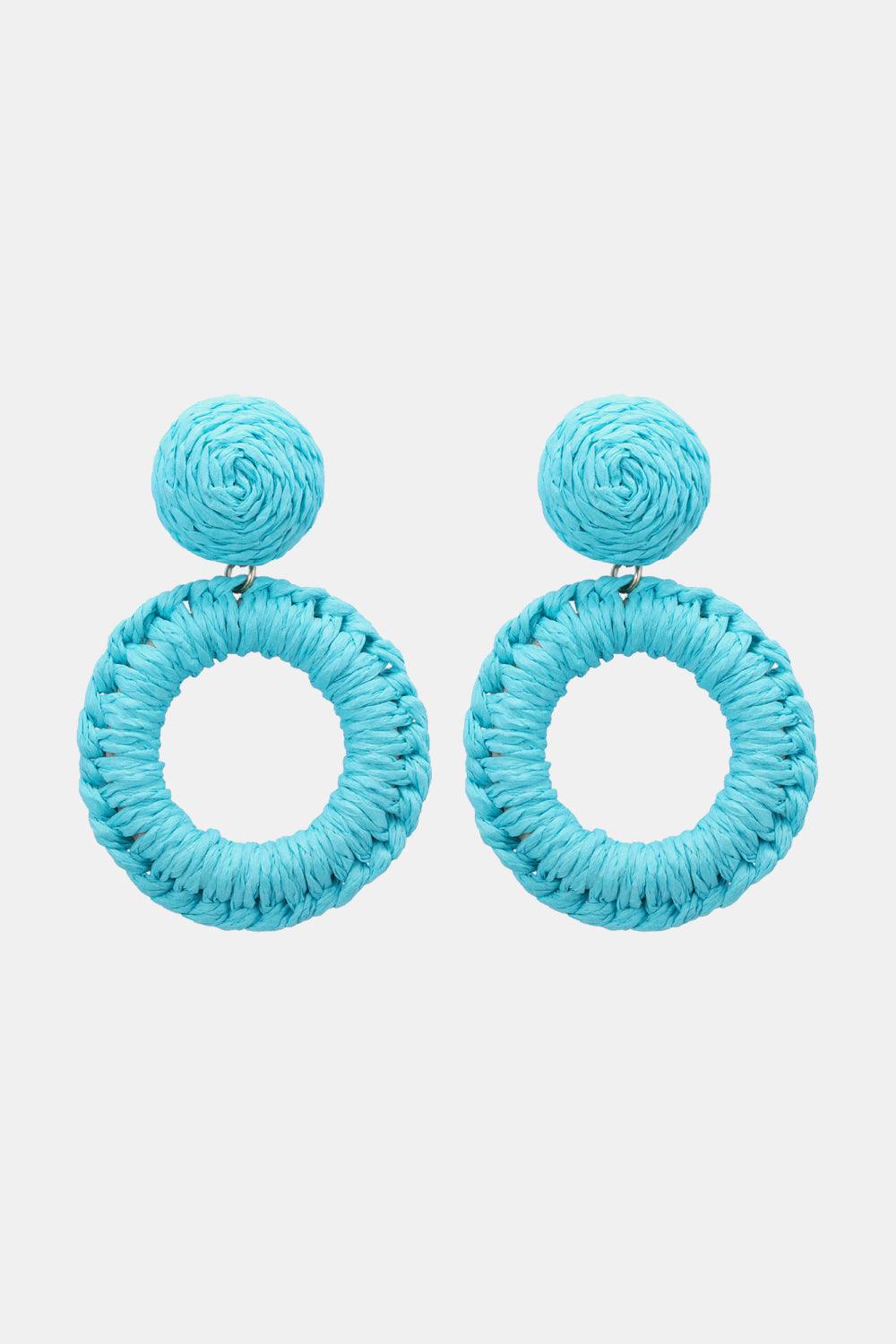 Round Shape Raffia Grass Dangle Earrings - Earring