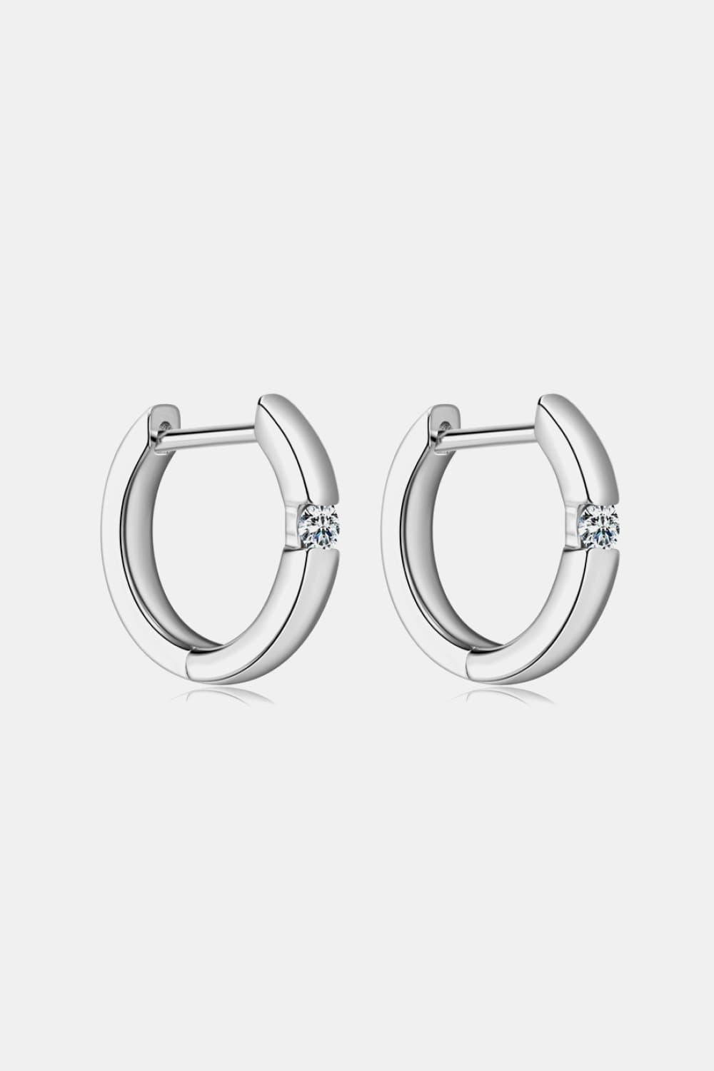 Moissanite 925 Sterling Silver Huggie Earrings - Earring