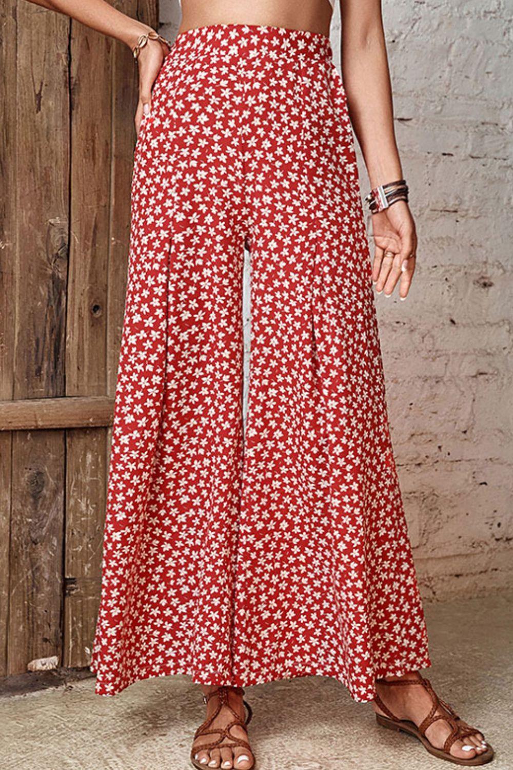 Floral High-Rise Wide Leg Pants - Pant