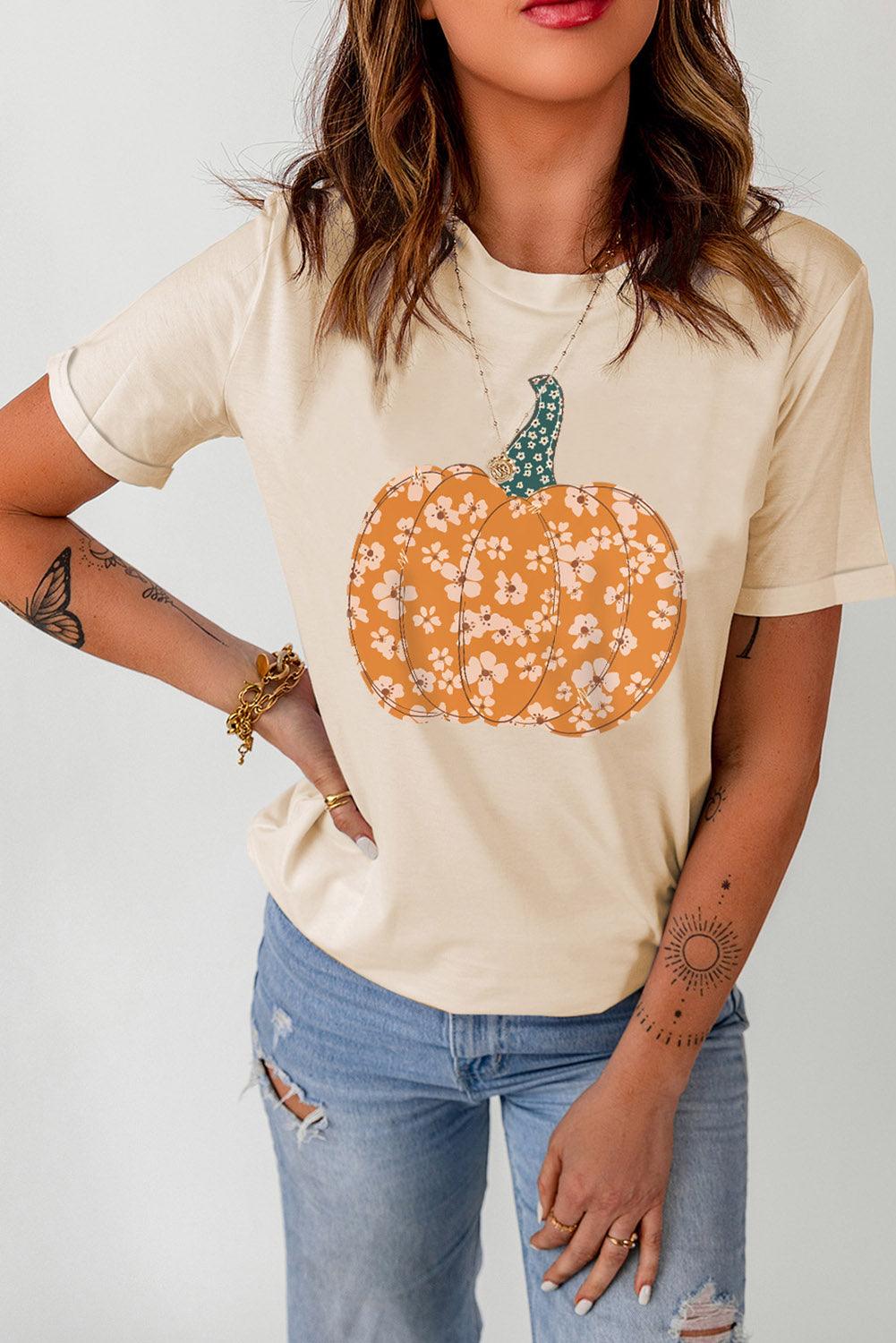 Short Sleeve Pumpkin Graphic Tee - T-Shirt