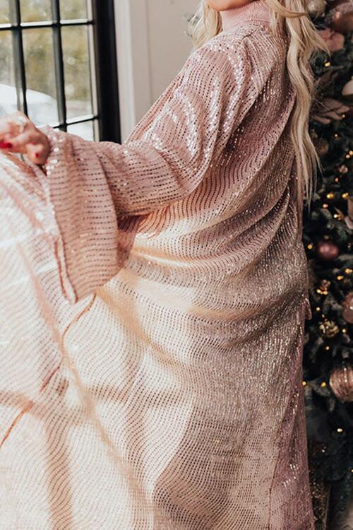 Sequin Open Front Long Sleeve kimono - Kimono