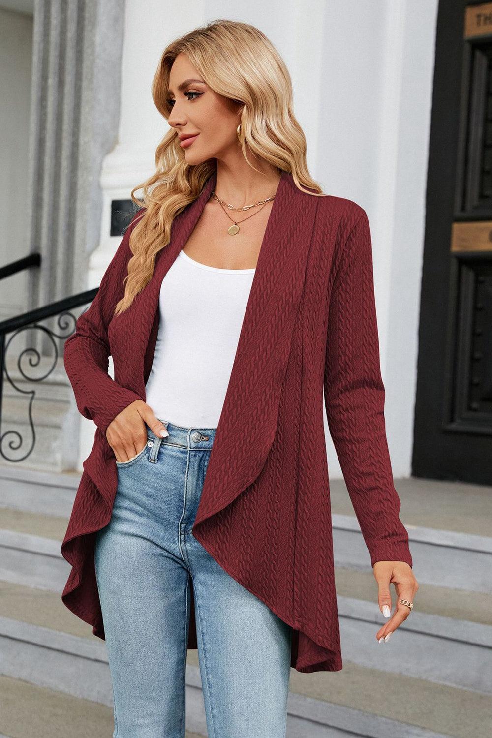 Open Front Long Sleeve Cardigan - Cardigan