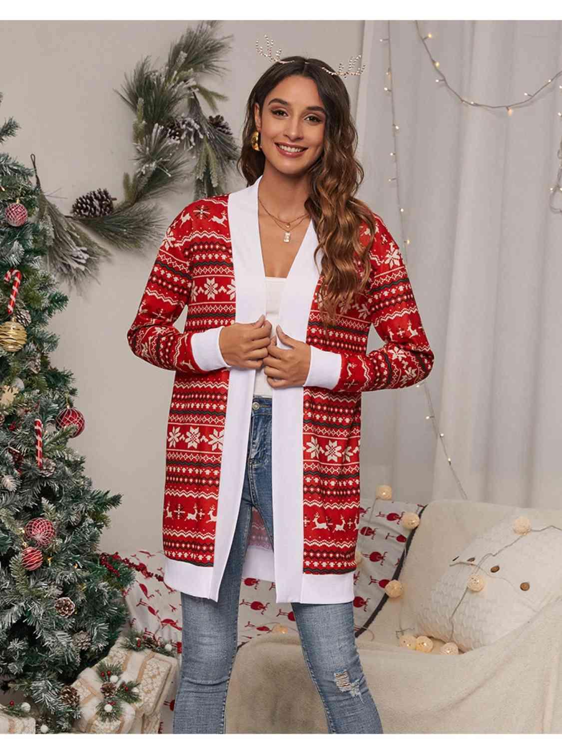 Christmas Fair Isle Open Front Cardigan - Cardigan