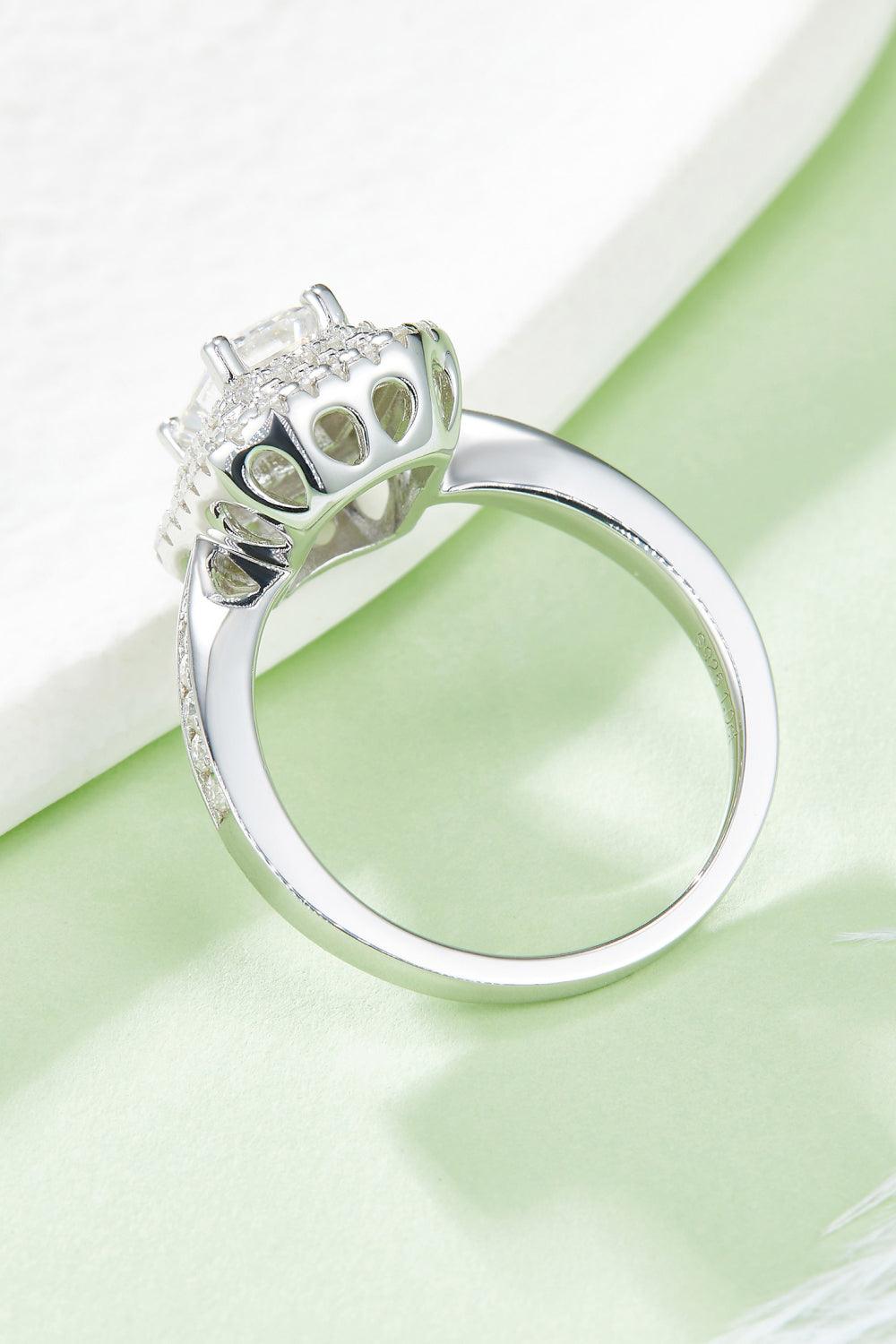 Adored 1 Carat Moissanite 925 Sterling Silver Side Stone Ring - Ring