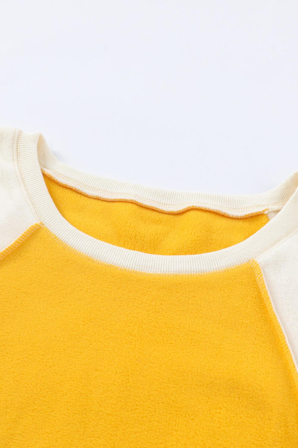 Round Neck Dropped Shoulder Color Block Sweatshirt - Sweatshirt