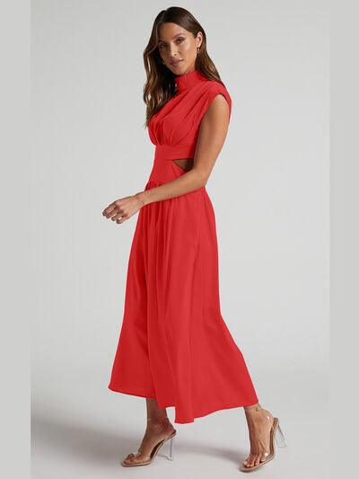 Cutout Mock Neck Sleeveless Maxi Dress - Dresses