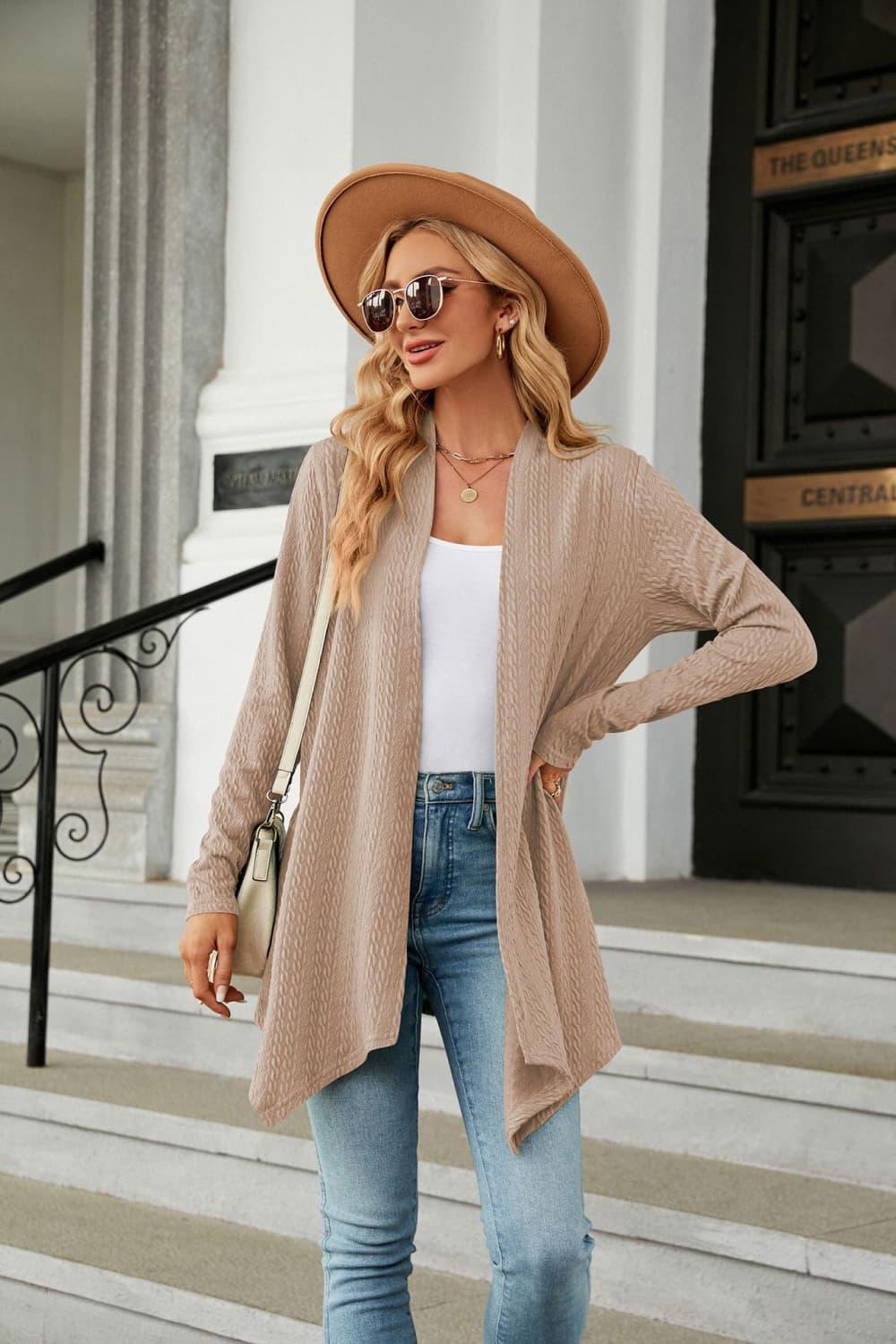 Open front Long Sleeve Cardigan - Cardigan