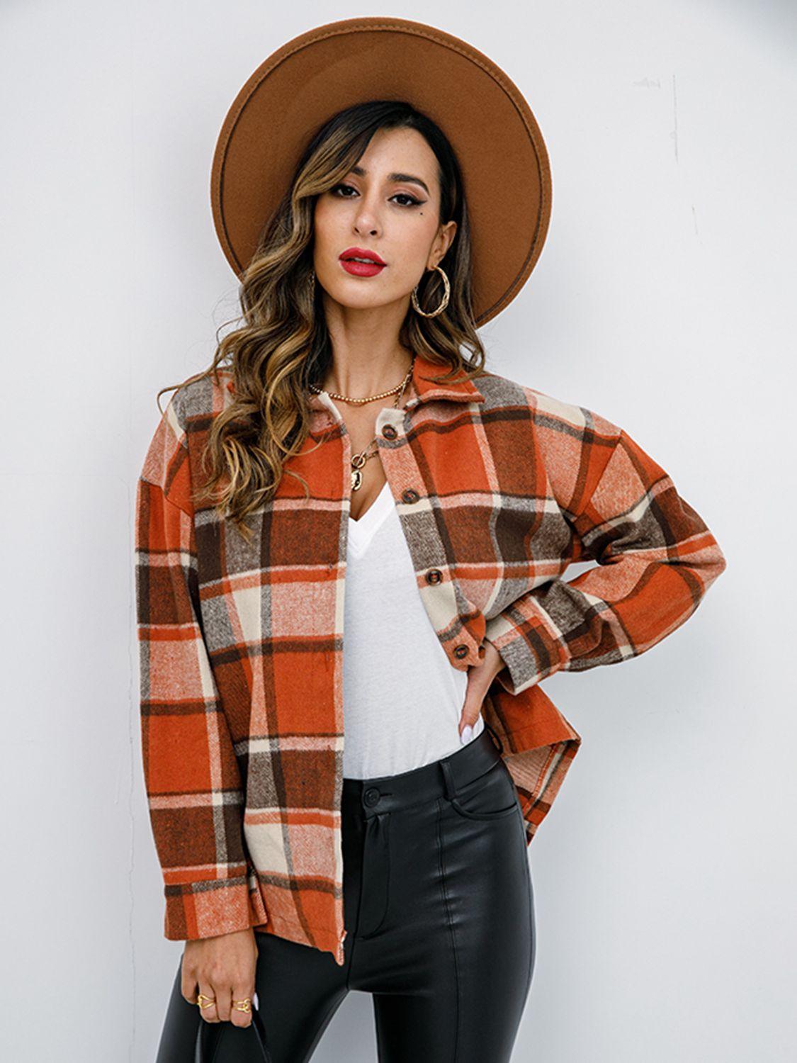 Plaid Button-Down Shirt Jacket - Shirt