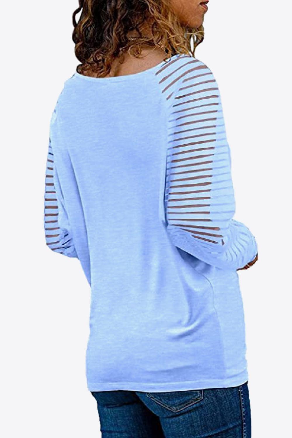 V-Neck Long Raglan Sleeve Top - Top