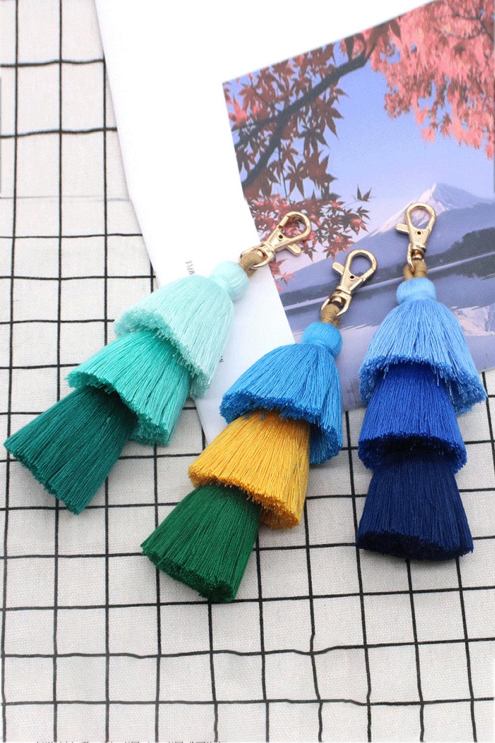 Assorted 4-Pack Multicolored Fringe Keychain - Keychain