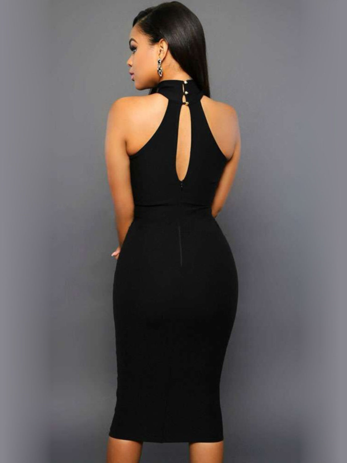 Cutout Halter Neck Body-con Midi Dress